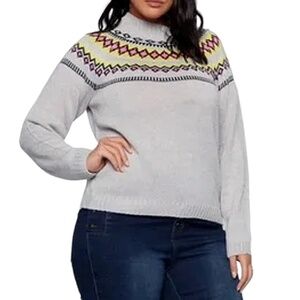 Fashion Nova Sweater Icelandic Inspired Champagne Showers Pullover Fair Isle
